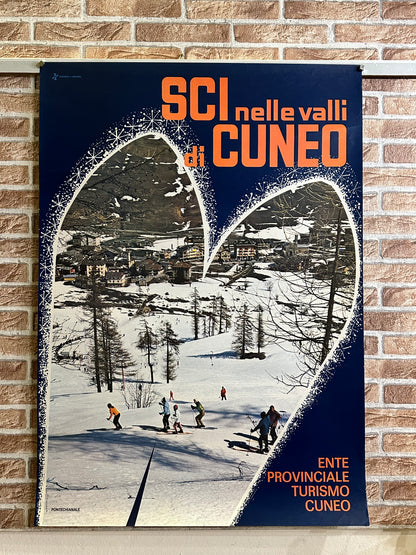 Manifesto pubblicitario originale - Sci nelle valli di Cuneo