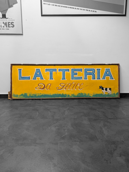 Insegna in metallo dipinta a mano - Latteria