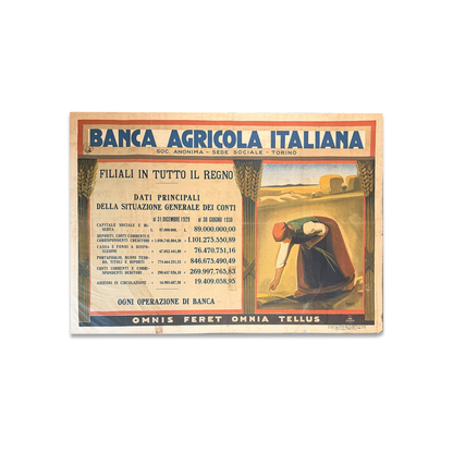 Manifesto pubblicitario originale - Banca Agricola Italiana