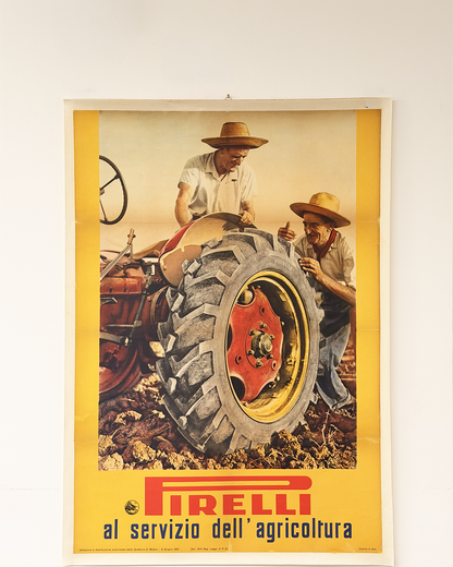 Manifesto pubblicitario originale - Pirelli al servizio della agricultura