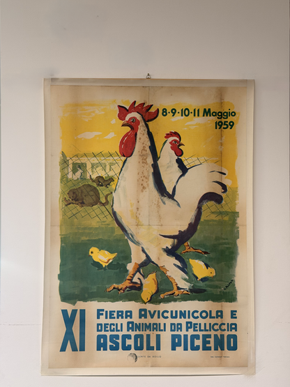 Manifesto pubblicitario originale - XI Fiera avicunicola Ascoli Piceno