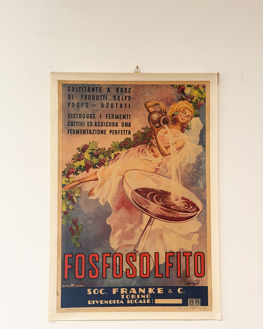 Manifesto pubblicitario originale - Fosfosolfito (vino) - Soc. Franke &c Torino