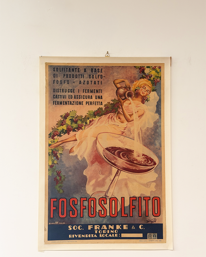 Manifesto pubblicitario originale - Fosfosolfito (vino) - Soc. Franke &c Torino