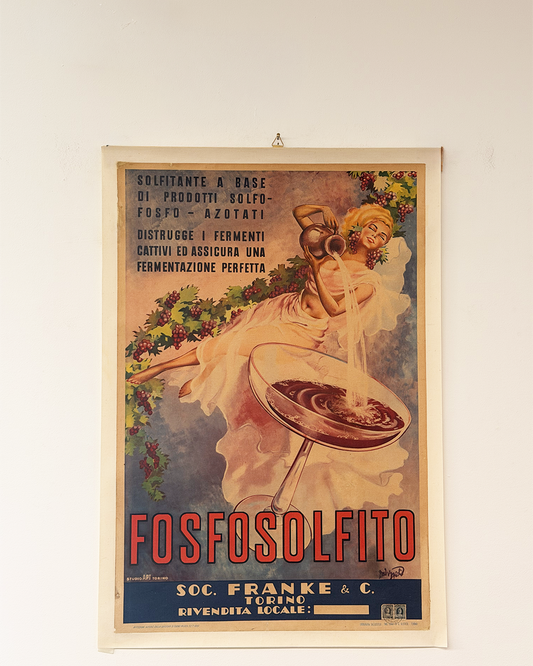 Manifesto pubblicitario originale - Fosfosolfito (vino) - Soc. Franke &c Torino