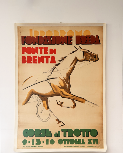 Manifesto pubblicitario originale - Ippodromo Fondazione Breda Ponte di Brenta - Padova