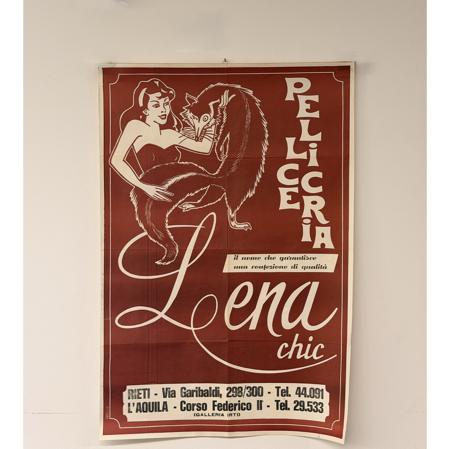 Manifesto pubblicitario originale - Pellicceria Lena