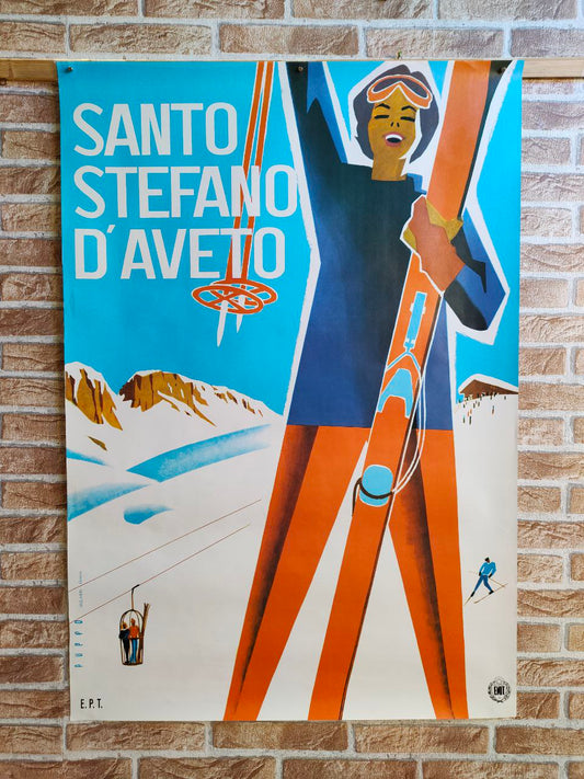 Manifesto originale turistico - Santo Stefano d'Aveto ENIT