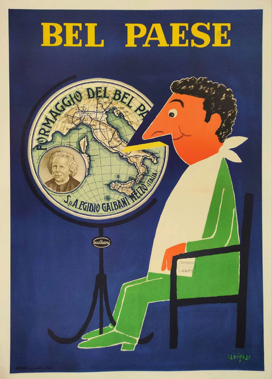 Manifesto originale pubblicitario - Formaggio Bel Paese Galbani, Melzo
