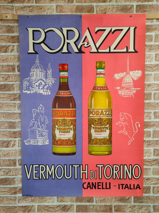 Manifesto originale pubblicitario - Porazzi Vermouth di Torino