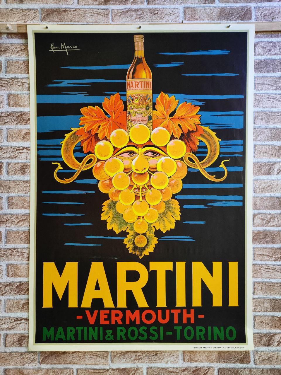 Manifesto originale pubblicitario - Martini Vermouth Torino