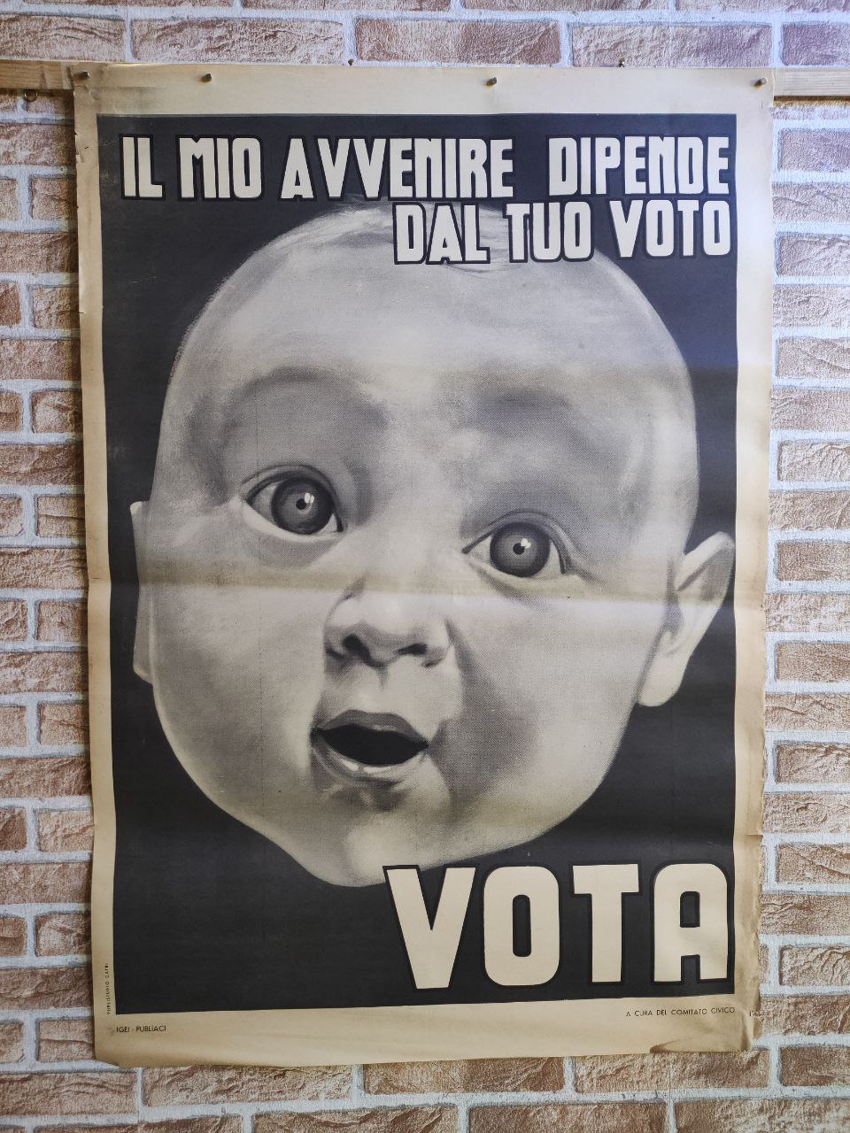 Manifesto originale pubblicitario - Il mio avvenire dipende dal tuo voto, Comitato Civico