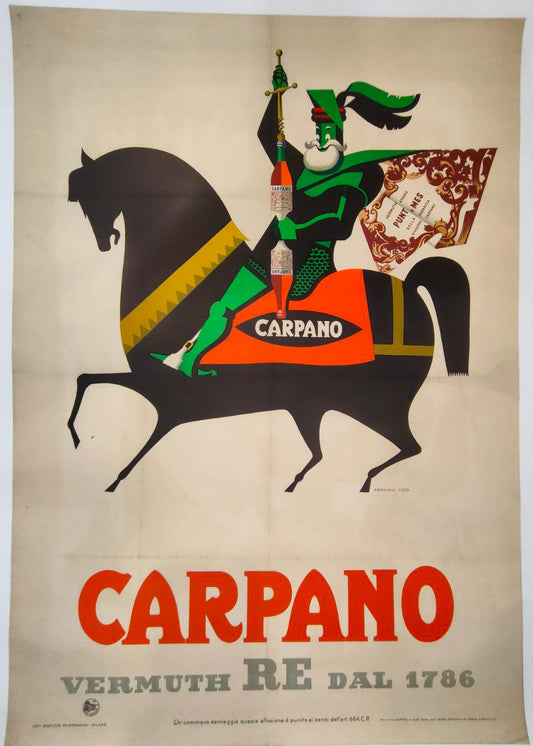 Manifesto originale pubblicitario - Carpano, vermuth Re