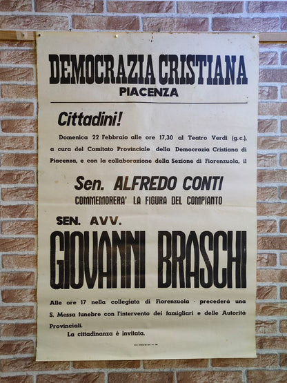 Manifesto originale pubblicitario - D.C. Democrazia Cristiana - Piacenza