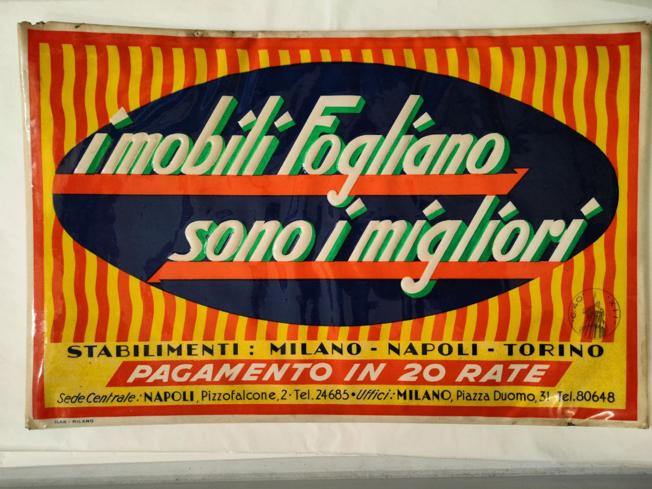 Cartonato pubblicitario Mobili Fogliano | Anni '60