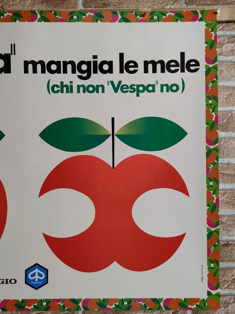 Manifesto originale pubblicitario - Chi Vespa mangia le mele - Piaggio