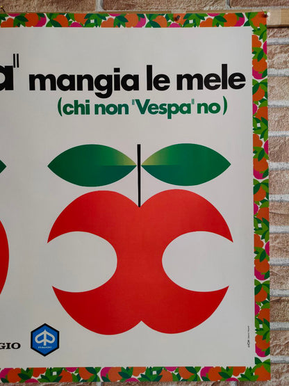 Manifesto originale pubblicitario - Chi Vespa mangia le mele - Piaggio