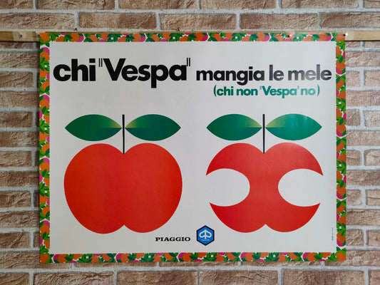Manifesto originale pubblicitario - Chi Vespa mangia le mele - Piaggio