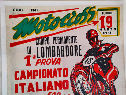 Manifesto originale pubblicitario - Campionato Italiano Motocross - BP