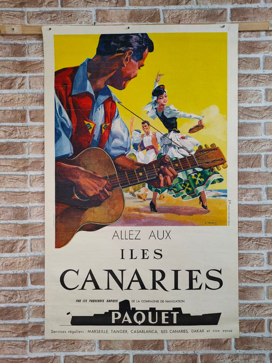 Manifesto originale pubblicitario - Iles Canaries - Paquet
