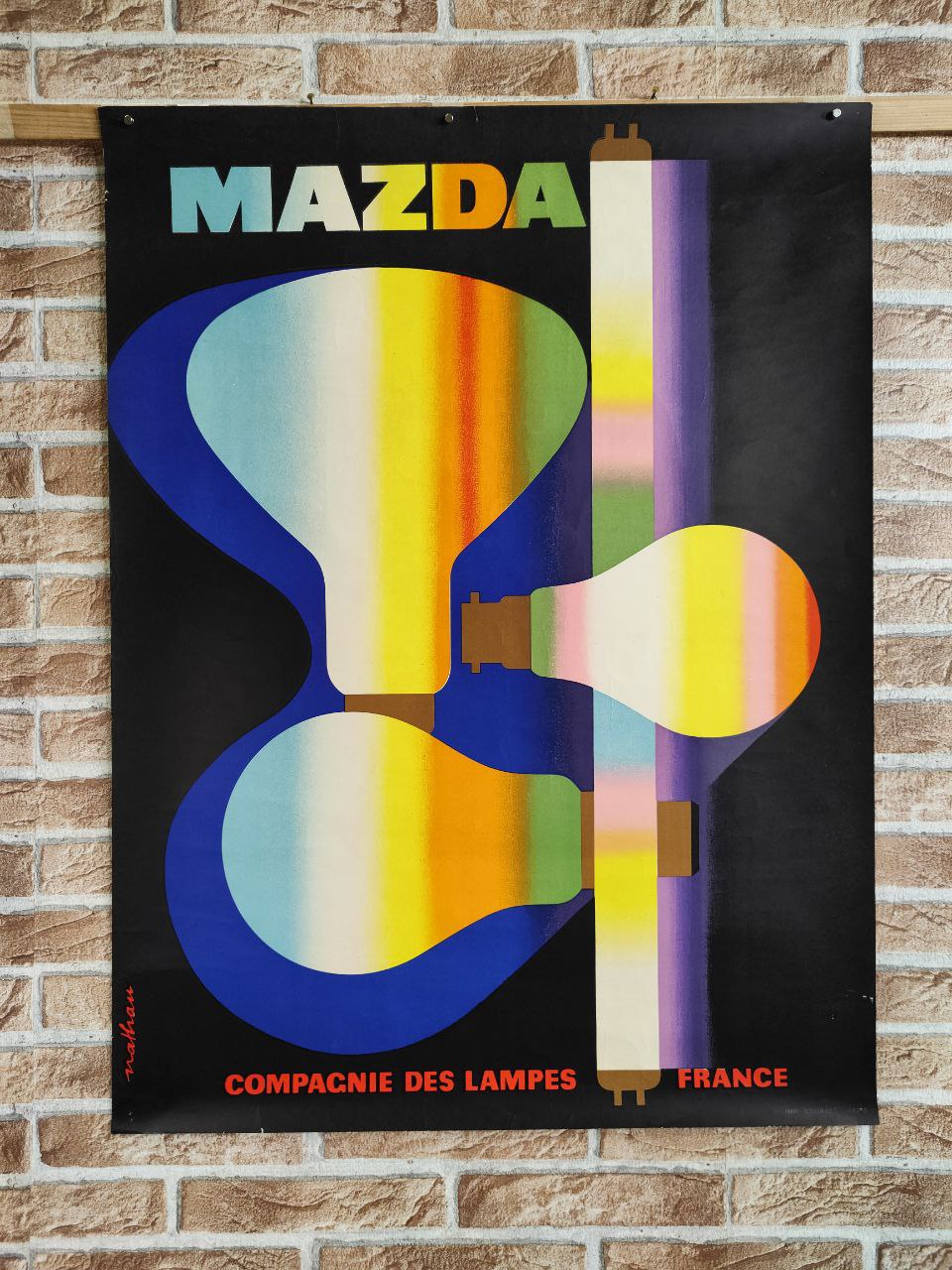 Manifesto originale pubblicitario - Mazda - Compagnie des lampes - France