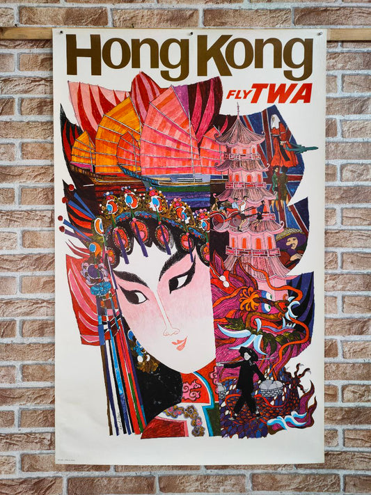 Manifesto originale pubblicitario - TWA Hong Kong