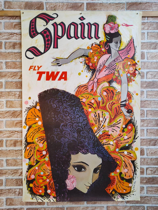 Manifesto originale pubblicitario - TWA Spain