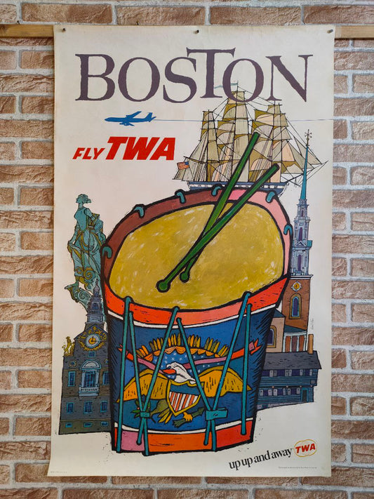 Manifesto originale pubblicitario - TWA Boston