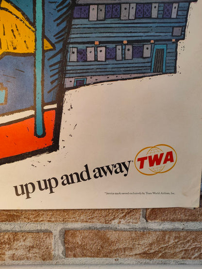 Manifesto originale pubblicitario - TWA Boston