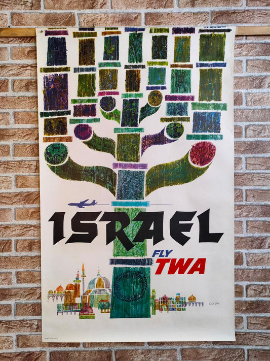 Manifesto originale pubblicitario - TWA Israel