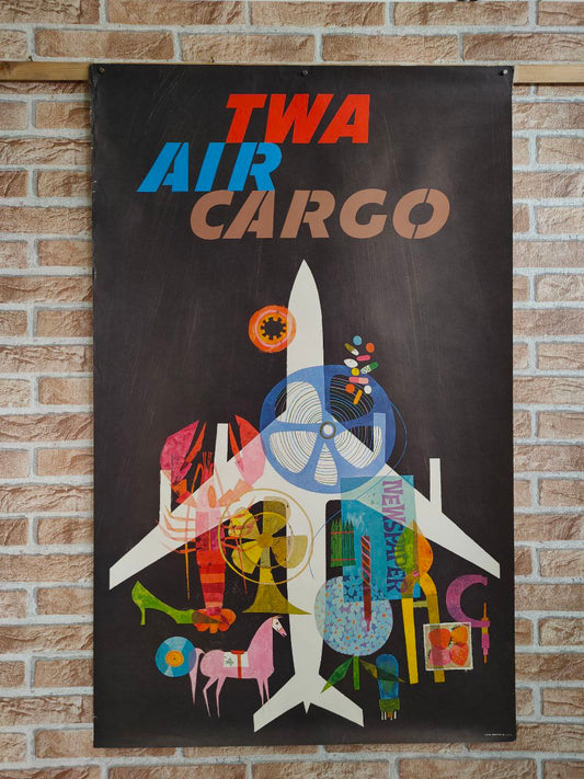 Manifesto originale pubblicitario - TWA Air Cargo