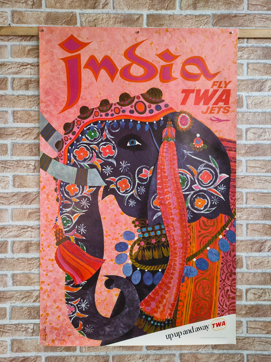 Manifesto originale pubblicitario - TWA India