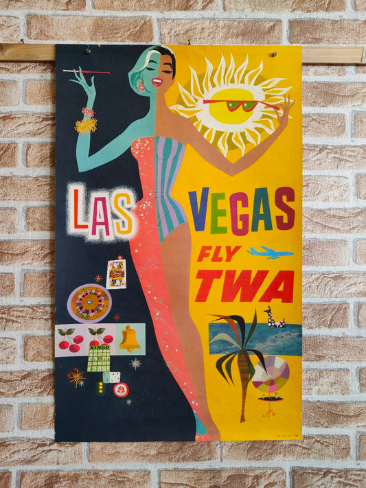 Manifesto originale pubblicitario - TWA Las Vegas