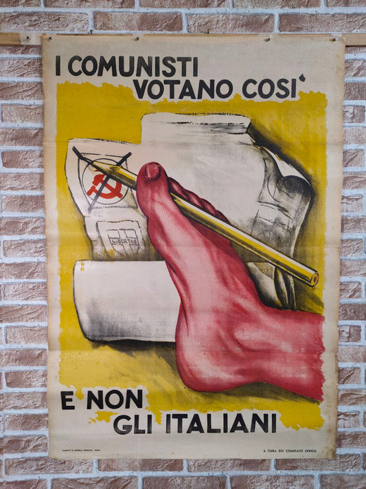 Manifesto originale pubblicitario - I comunisti votano così, Comitato Civico