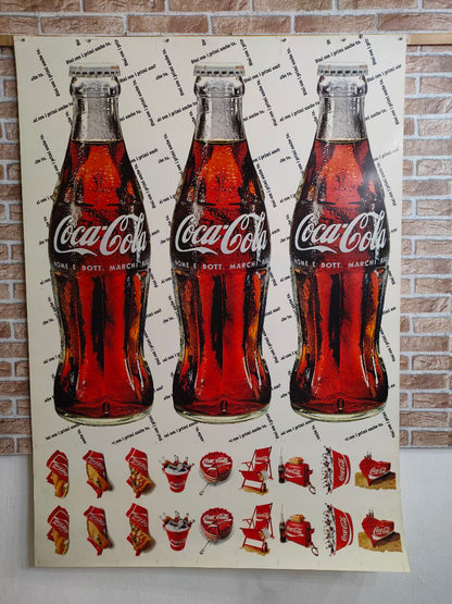 Manifesto originale pubblicitario - Coca-Cola bottigliette