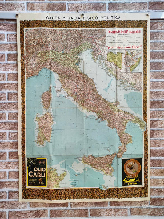 Cartina geografica pubblicitaria - Olio Carli