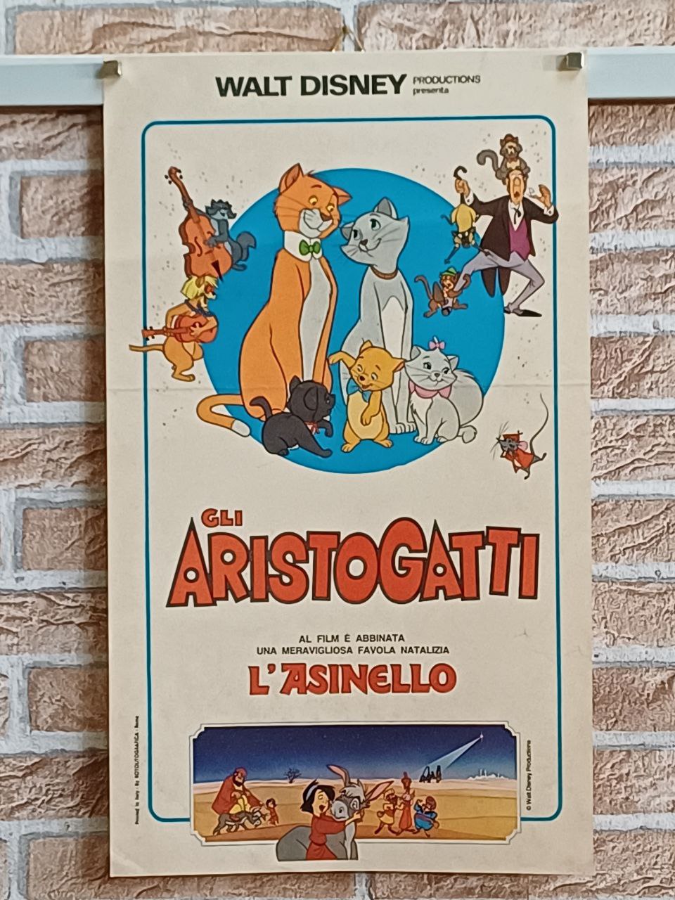 Locandina originale di cinema - Walt Disney - "Gli Aristogatti"