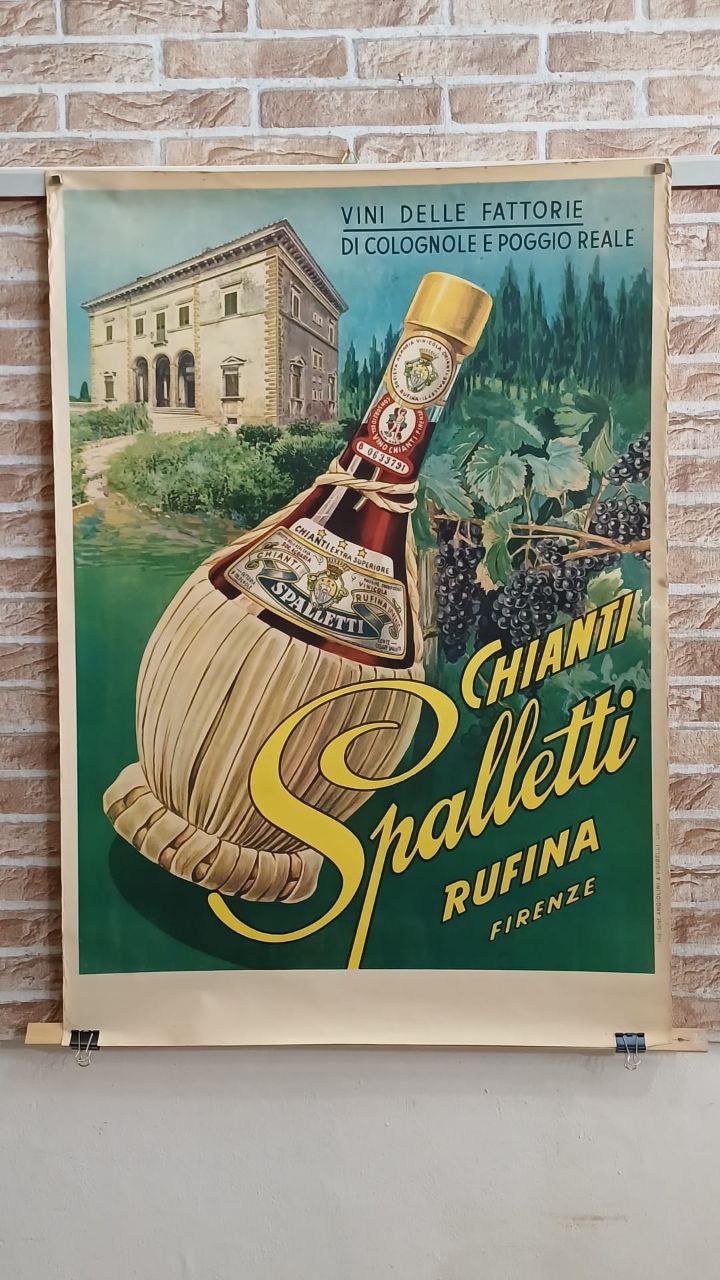 Manifesto originale pubblicitario - Vino Chianti Spalletti Rufina Firenze