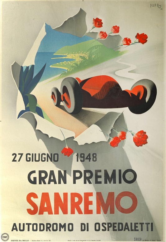 Manifesto originale pubblicitario - Gran Premio Sanremo 1948