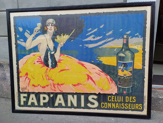Manifesto pubblicitario originale incorniciato - Liquore all'anice Fap'anis