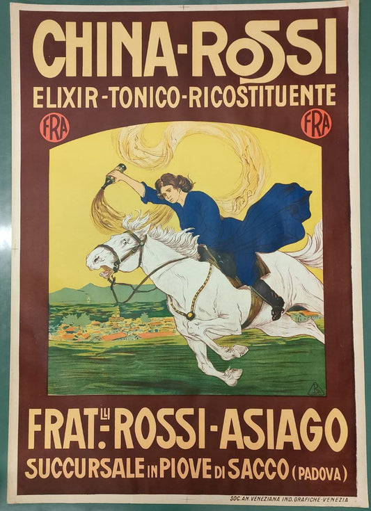 Litografia originale pubblicitaria - China Rossi, Elixir Tonico, Asiago