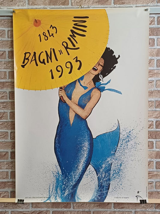 Manifesto originale pubblicitario - René GRUAU - Bagni di Rimini, Sirena 1843