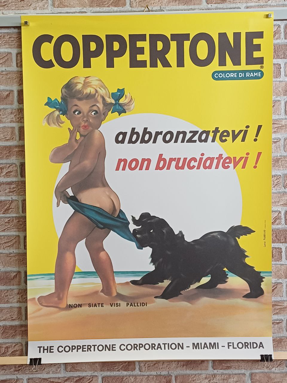 Manifesto decorativo pubblicitario - Coppertone - Abbronzatevi non bruciatevi