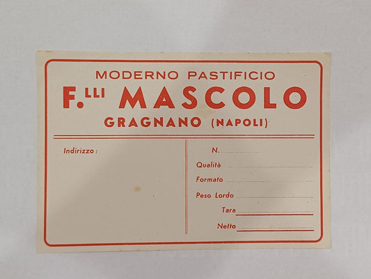 Etichetta Pastificio F.lli Mascolo