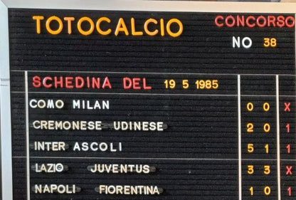 Tabellone classifica Campionato Serie A 1984-85 Totocalcio