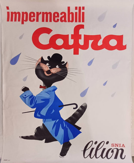 Manifesto originale pubblicitario - Impermeabili Cafra