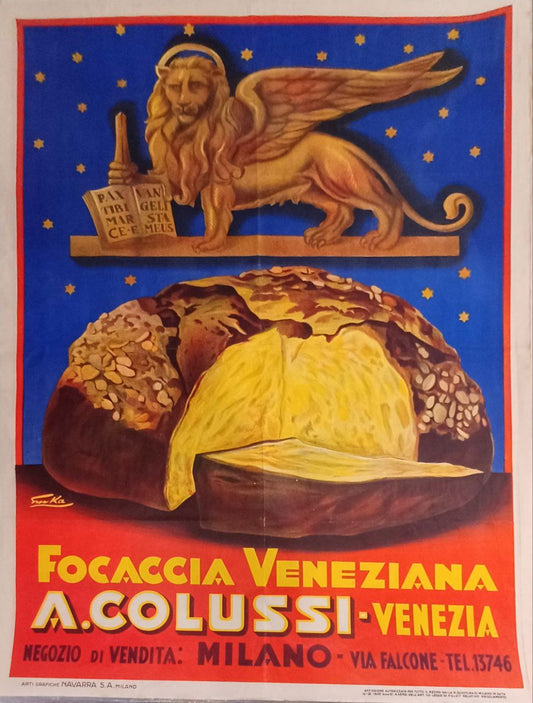 Manifesto originale pubblicitario - Focaccia Veneziana Colussi