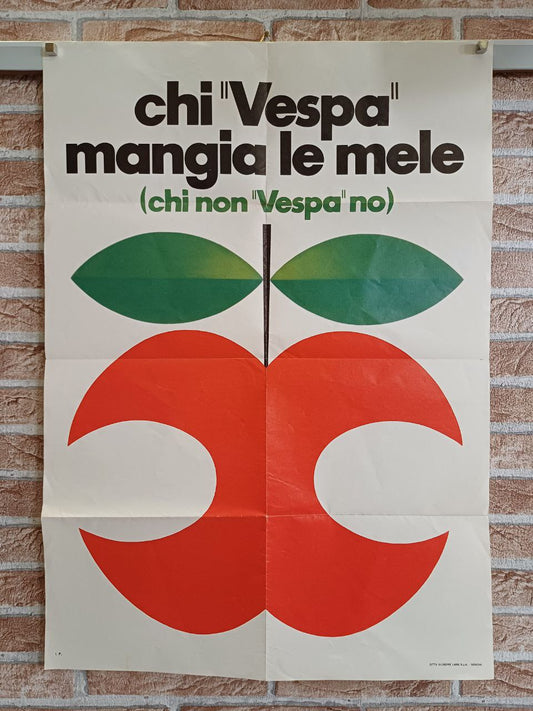 Manifesto pubblicitario originale - Vespa - Chi Vespa mangia le mele