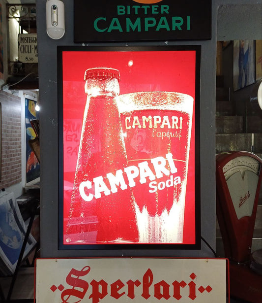 Insegna Vetrofania Campari anni 70 luminosa