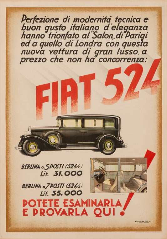 Manifesto originale pubblicitario - Fiat 524