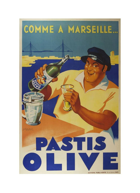 Manifesto pubblicitario originale - Pastis Olive